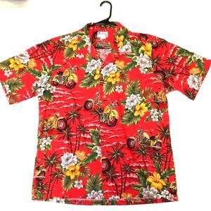 Mens Motorcycle Hawaiian Bottom Sjirt Size Xl Vintage